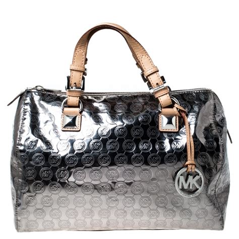 michael kors grayson satchel silver|michael kors grayson satchel small.